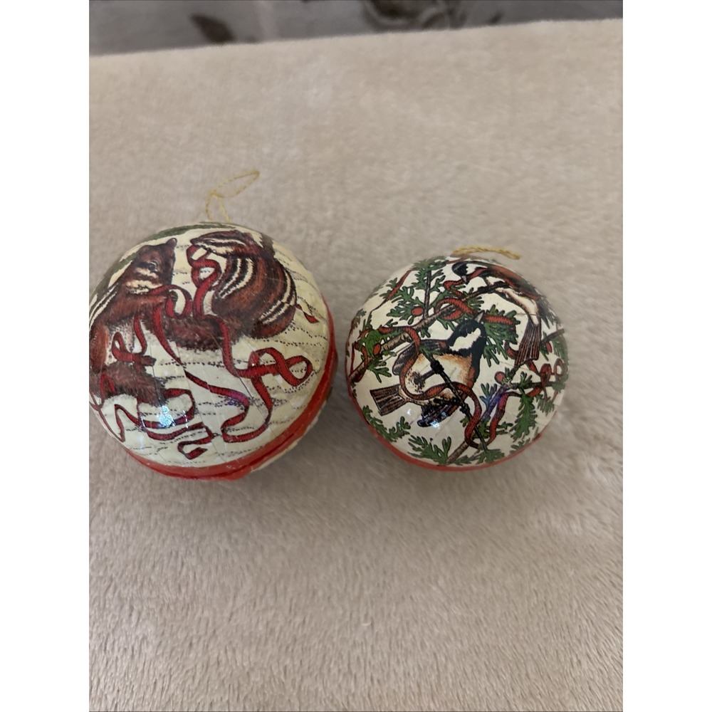 Lot Of 2 Vintage Paper Mache Christmas Ornaments From West Germany - Picture 1 of 10